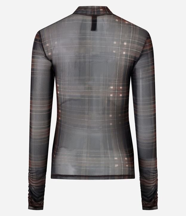 Blusa en Tule de Cuadros con Mangas Drapeadas 6