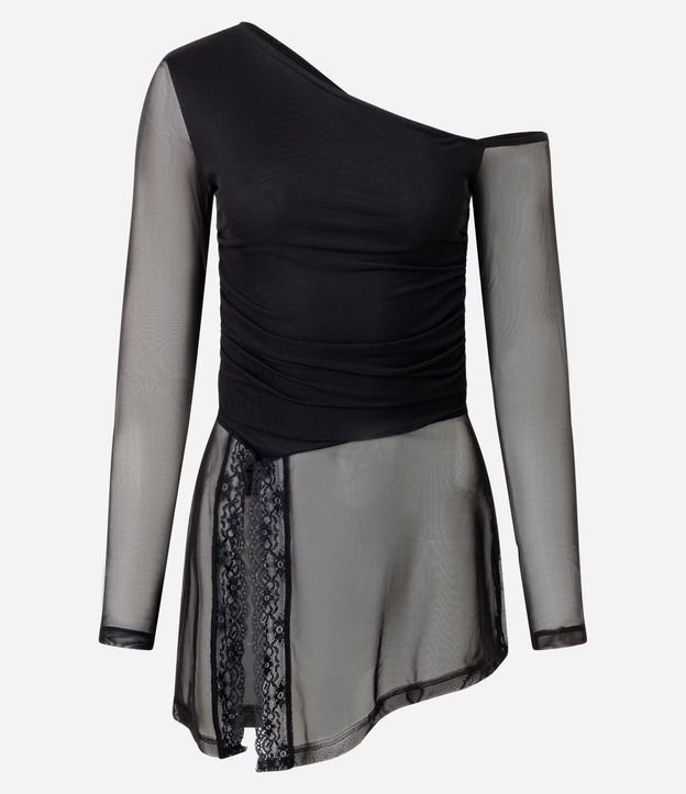 Blusa Asimétrica en Tule con Encaje 5