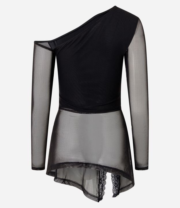 Blusa Asimétrica en Tule con Encaje 8