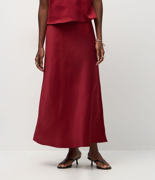 Pollera Midi Satinada Lisa Evasê 3
