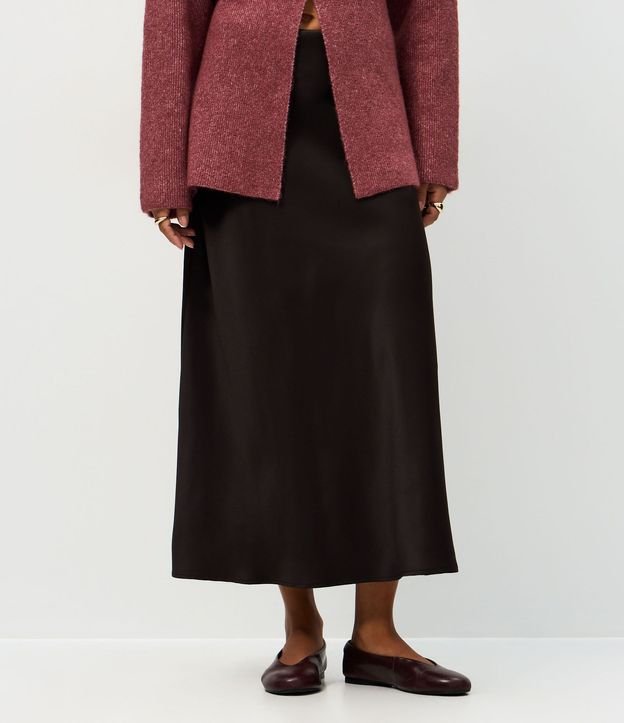 Pollera Midi Satinada Lisa Evasê 3