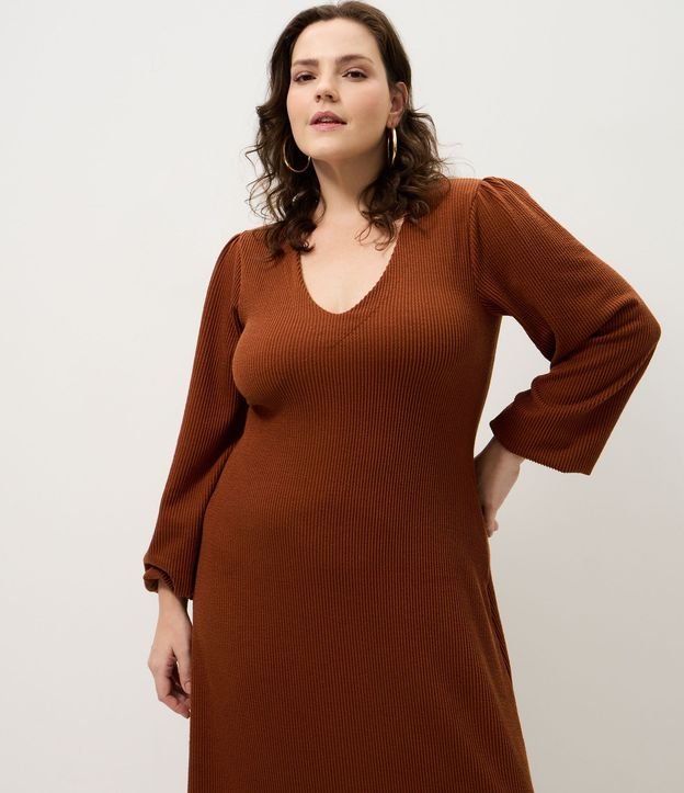Vestido Midi Sorella con Manga Abullonada Curve & Plus Size 2
