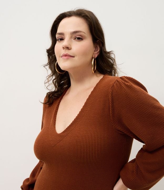 Vestido Midi Sorella con Manga Abullonada Curve & Plus Size 3