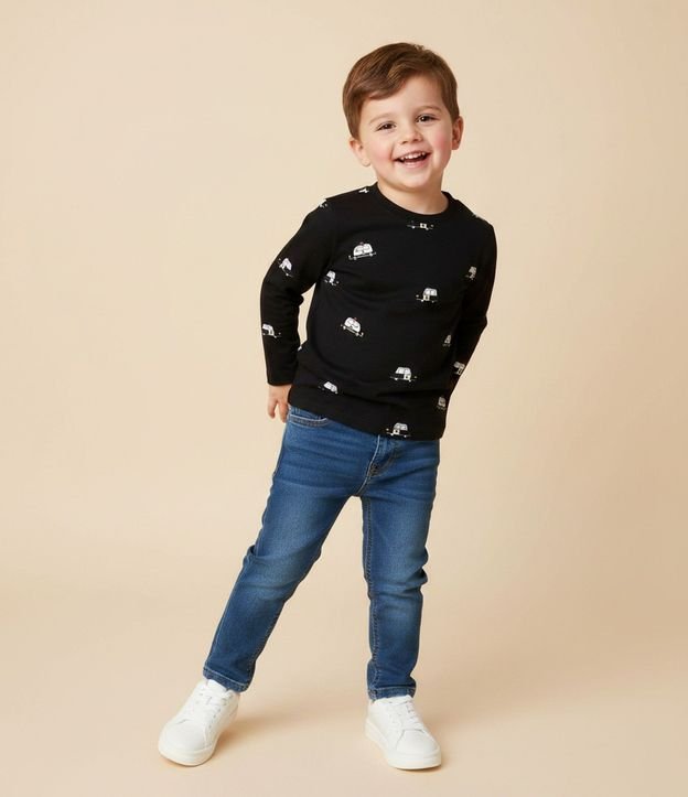 Remera Infantil con Estampa de Carritos de Polícia – Talle 1 a 6 años