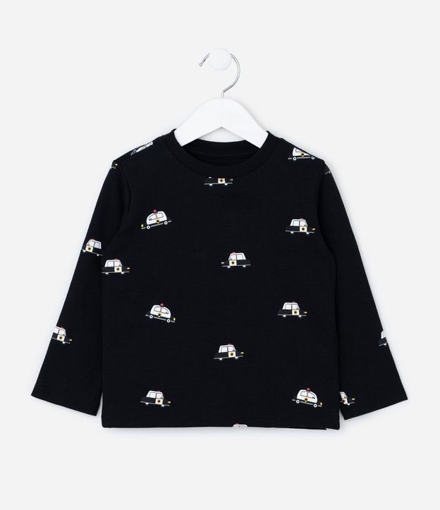 Remera Infantil con Estampa de Carritos de Polícia – Talle 1 a 6 años 2