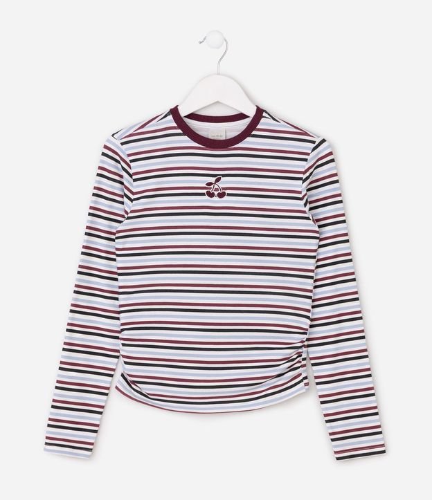 Blusa Infantil Slim Rayada con Drapeado – Talle 5 a 16 años 2