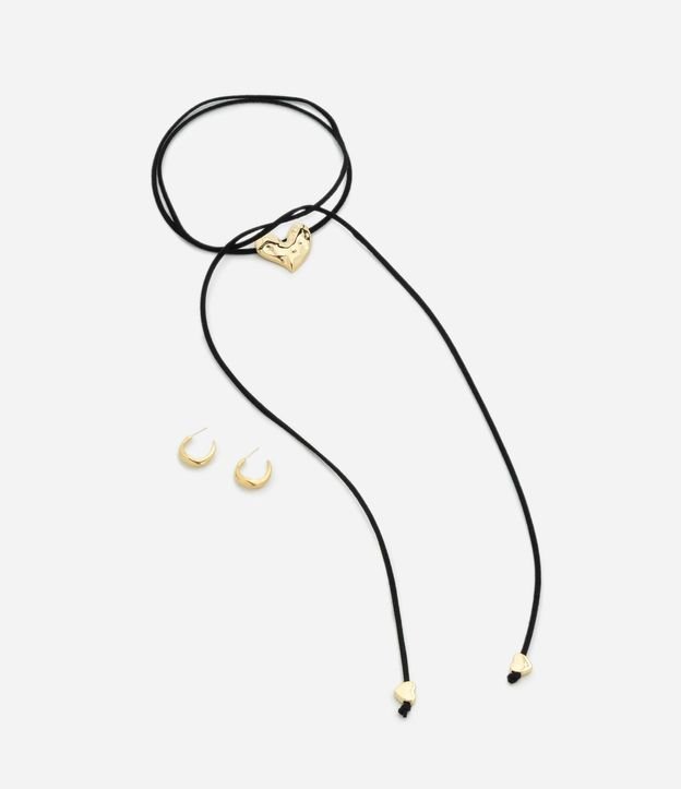 Conjunto de Collar en Gamuza con Colgante y Caravanas Aro 2