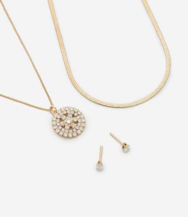 Conjunto Collar Dos capas y Caravana Punto de Luz en Zirconia
