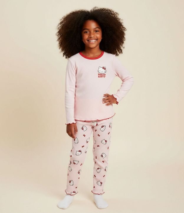 Pijama Infantil Hello Kitty en Rib Acanalada – Talle 5 a 14 años