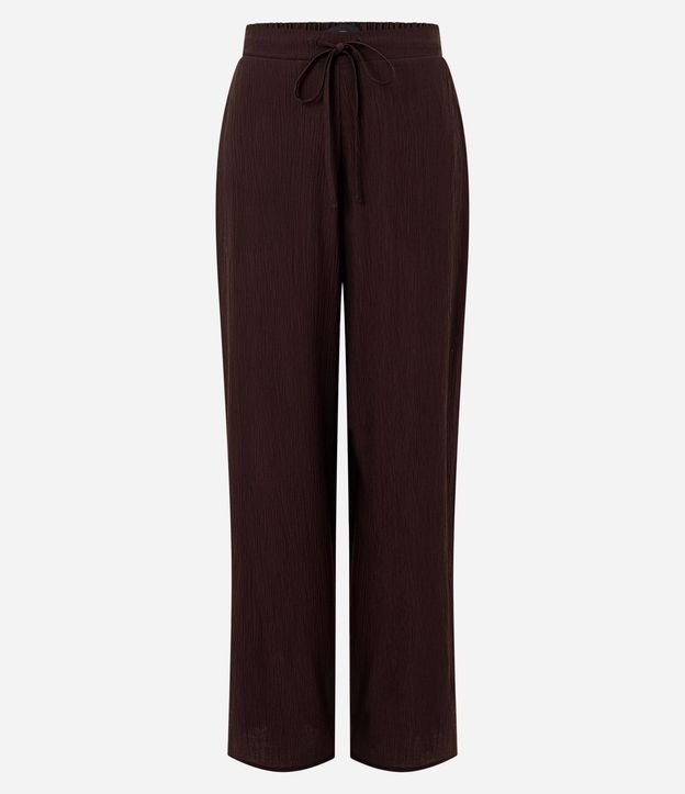 Pantalón Pantalona en Viscosa Texturizado con Lazo en la Cintura