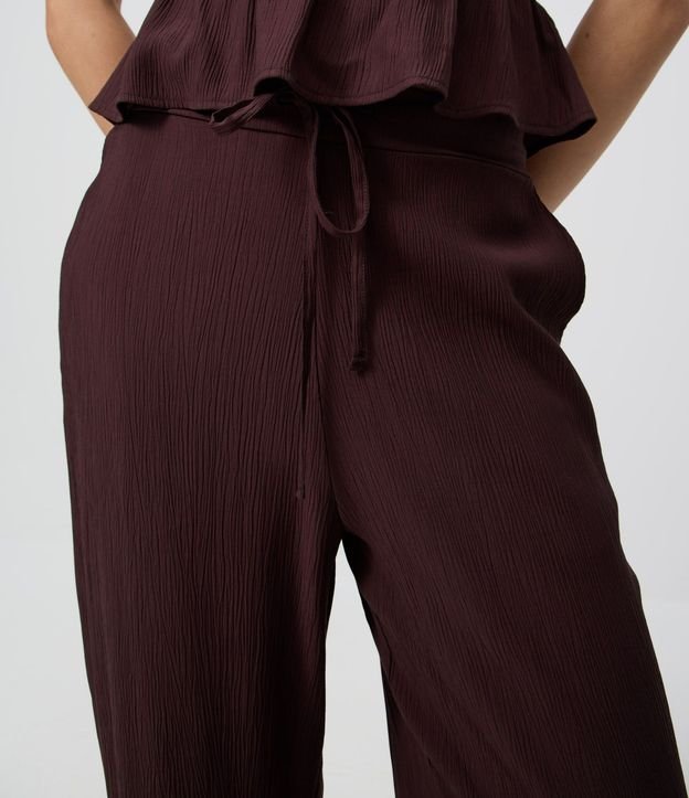Pantalón Pantalona en Viscosa Texturizado con Lazo en la Cintura 3