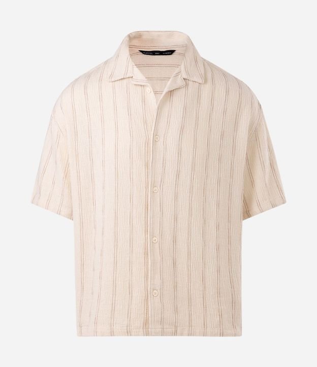 Camisa Boxy en Algodón Texturizada Rayada