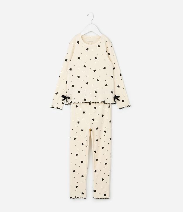 Pijama Infantil Largo con Estampado de Corazones y Moñitas – Talle 2 a 14 años 2