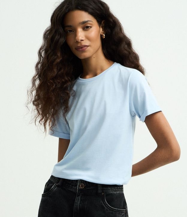 Remera en Media Malla con Manga Corta Doblada