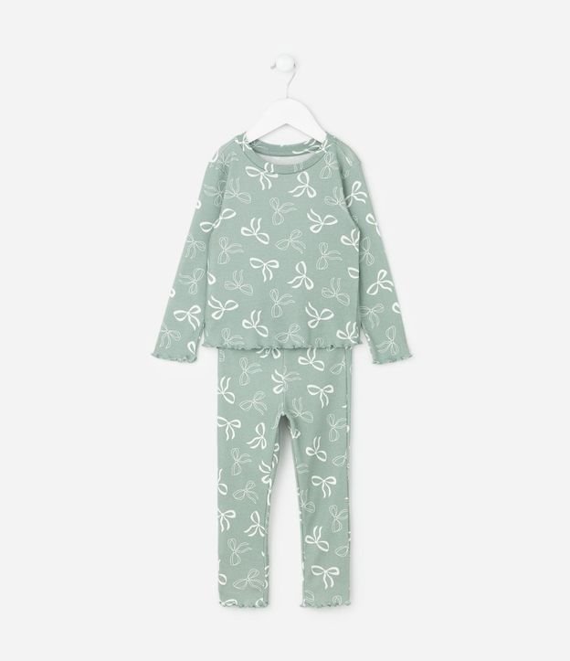 Pijama Infantil Blusa y Pantalón con Estampado de Moñitas – Talle 2 a 8 años 2