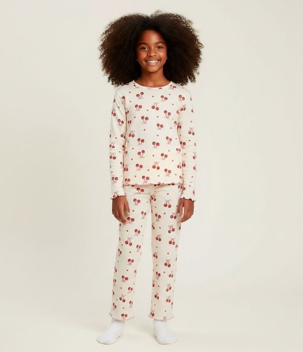 Pijama Infantil Rib Estampa Cereza - Talle 5 a 16 años