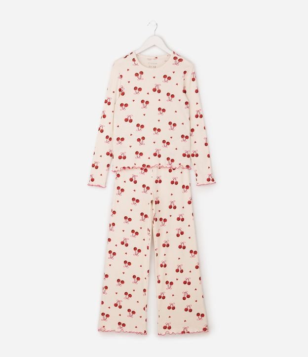 Pijama Infantil Rib Estampa Cereza - Talle 5 a 16 años 2