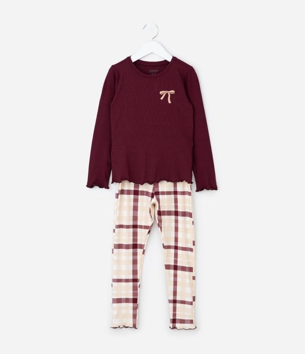 Pijama Infantil Blusa Manga Larga y Pantalón de Cuadros – Talle 2 a 14 años