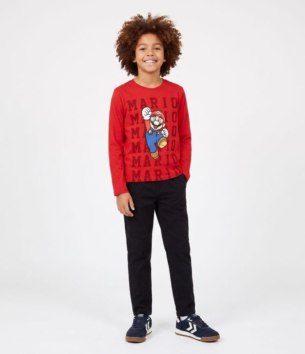 Remera Infantil Manga Larga con Estampa de Mario – Talle 4 a 12 años