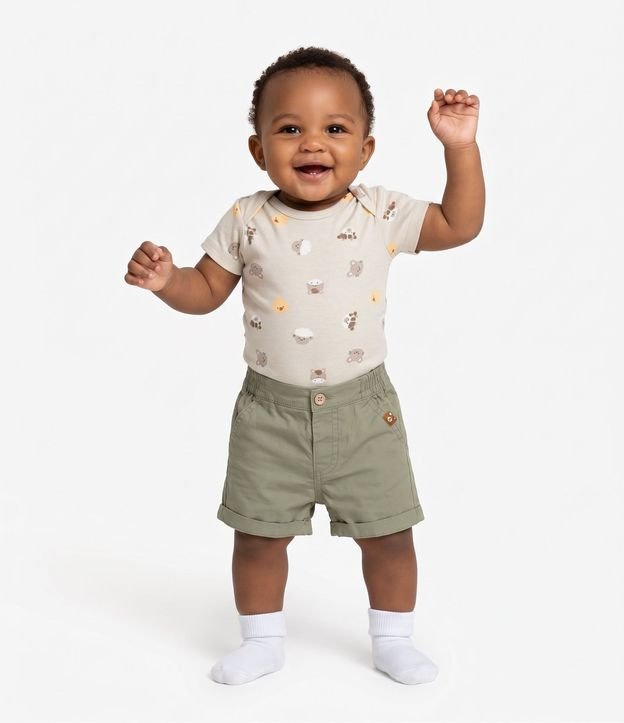 Shorts Infantil en Sarga Cintura con Elástico - Talle 0 a 18 Meses 2