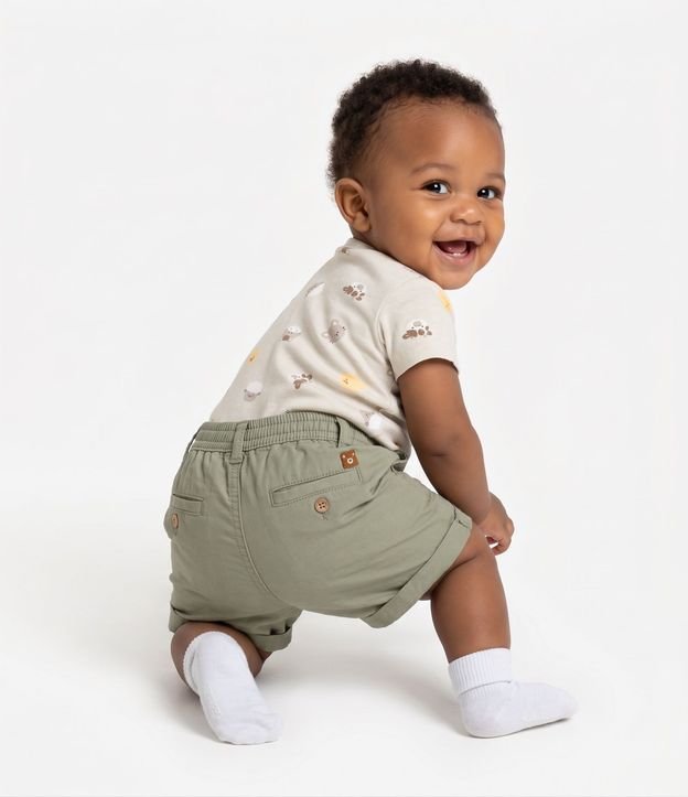 Shorts Infantil en Sarga Cintura con Elástico - Talle 0 a 18 Meses 7