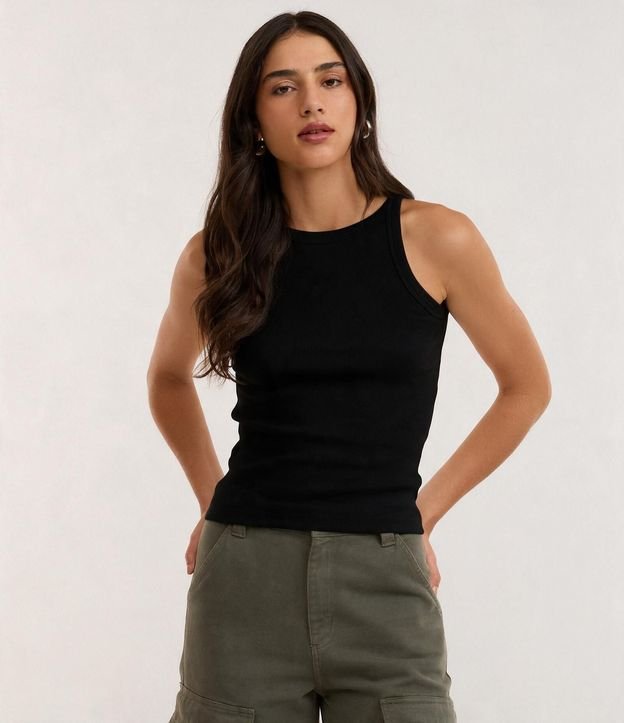 Blusa Musculosa Acanalada en Rib de Algodón 3
