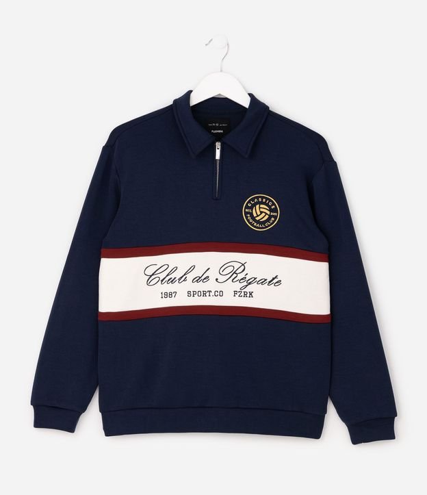 Algodón Infantil con Cuello Polo y Half Cremallera - Talle 5 a 14 años 2