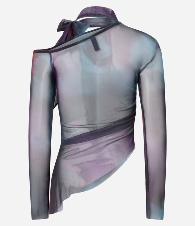 Blusa en Tule Estampado con Lazo en el Cuello 7