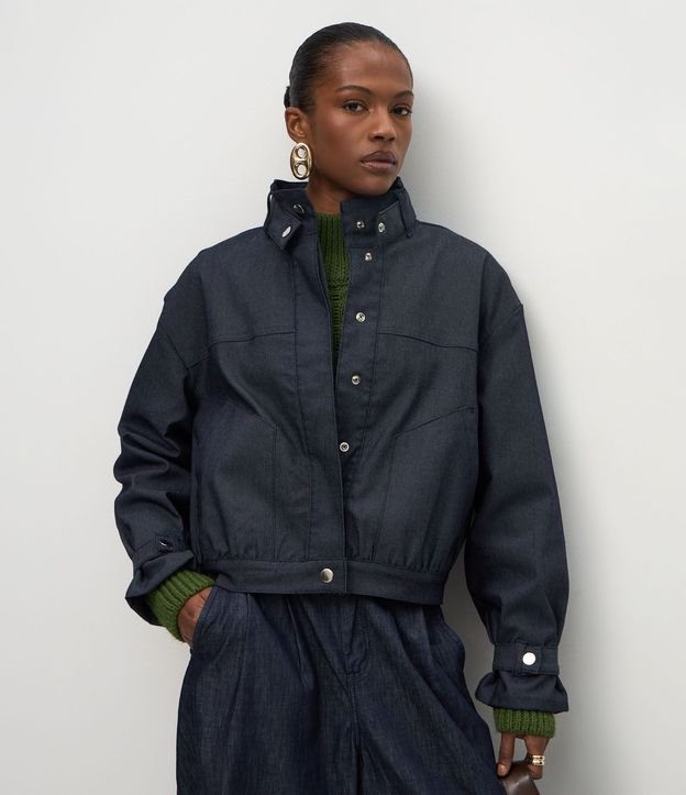 Campera Bomber en Jeans con Bolsillos 2