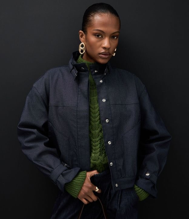 Campera Bomber en Jeans con Bolsillos 6