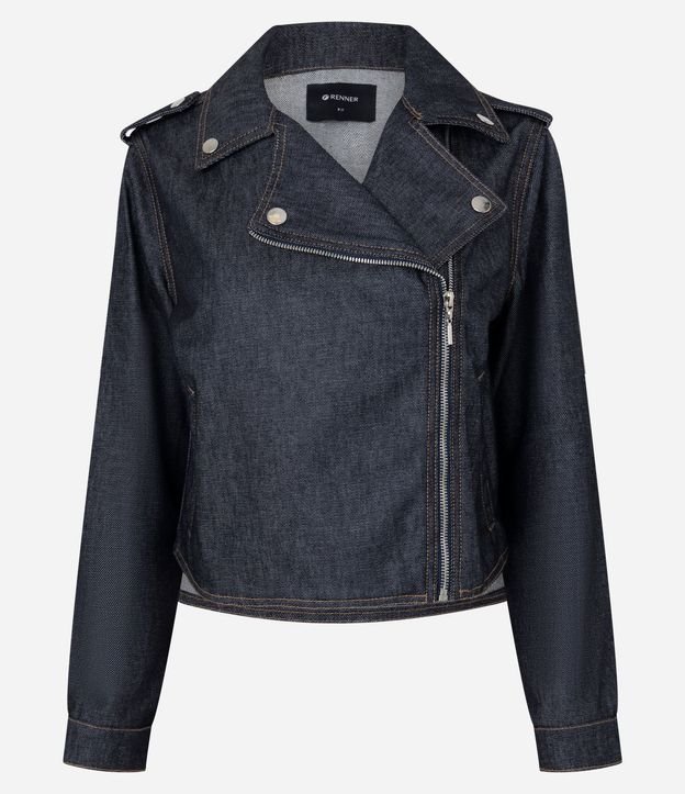 Campera Biker en Jeans Estructurada con Cremallera 5