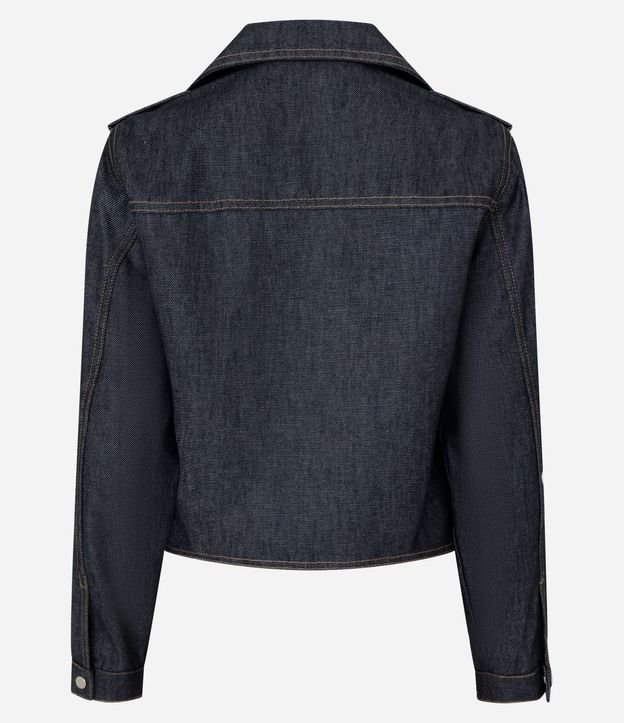 Campera Biker en Jeans Estructurada con Cremallera 6