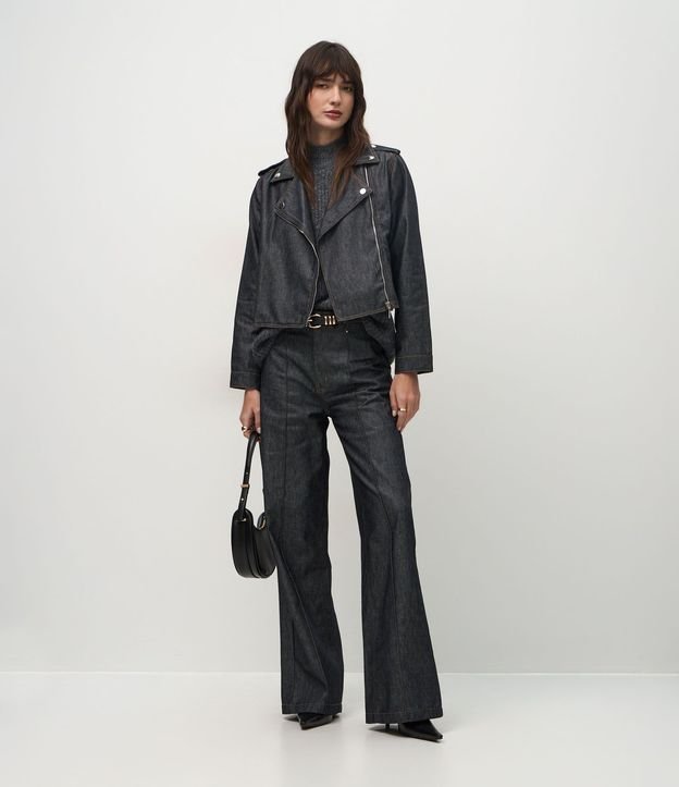 Campera Biker en Jeans Estructurada con Cremallera 2