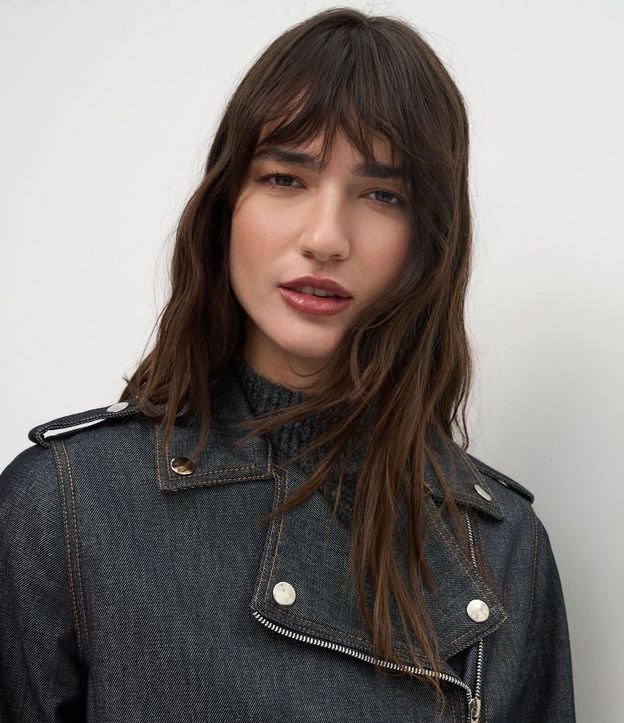 Campera Biker en Jeans Estructurada con Cremallera 3