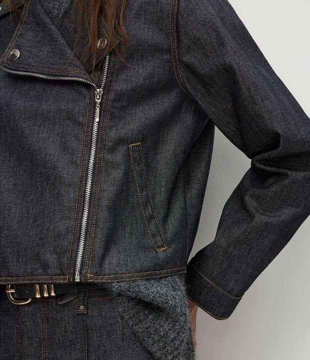 Campera Biker en Jeans Estructurada con Cremallera 4
