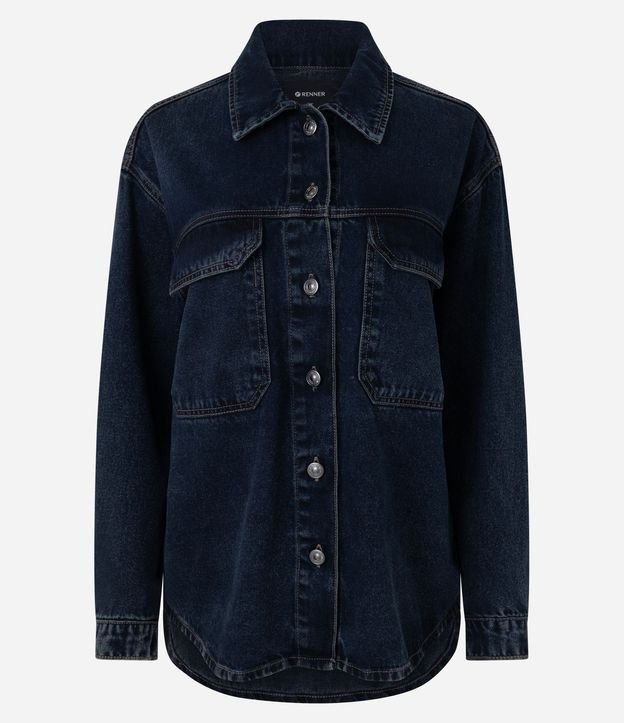 Campera Overshirt en Jeans con Bolsillos Delanteros 5
