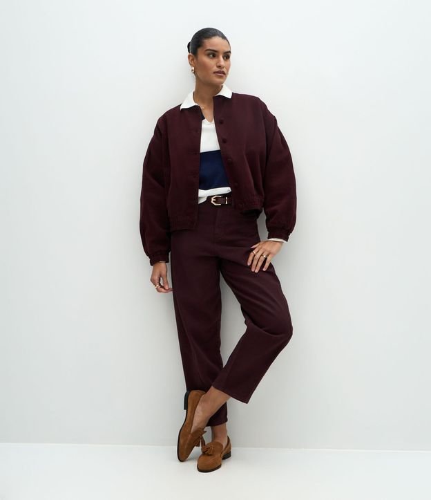 Campera Bomber en Sarga con Botones Forrados y Ajustes 2