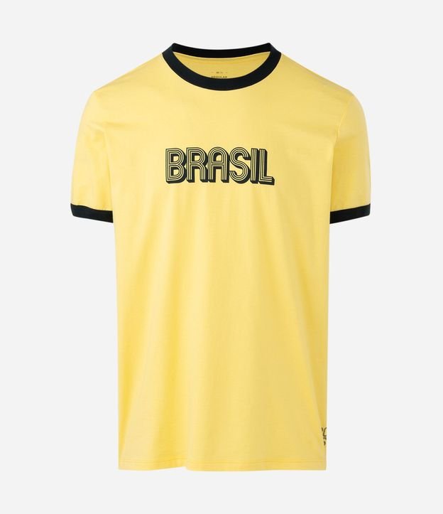 Remera Deportiva Dry con Lettering Brasil y Bies Contrastante 4