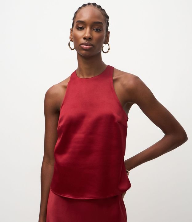 Blusa Satinada con Escote Halter