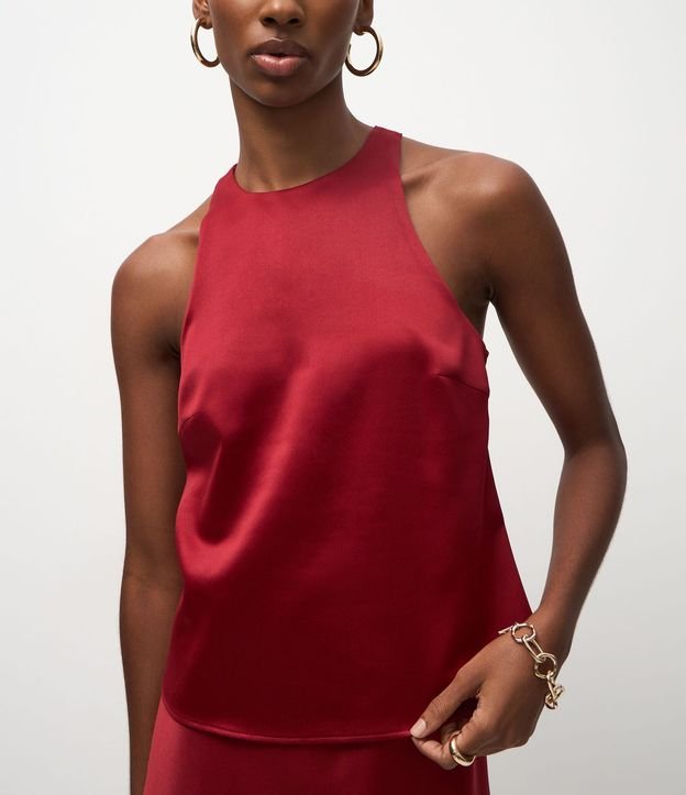Blusa Satinada con Escote Halter 4