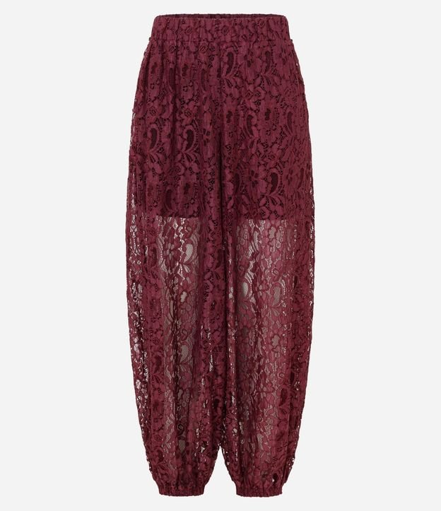 Pantalón Aladim en Encaje Floral con Cintura Elástica 5