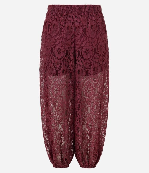 Pantalón Aladim en Encaje Floral con Cintura Elástica 7