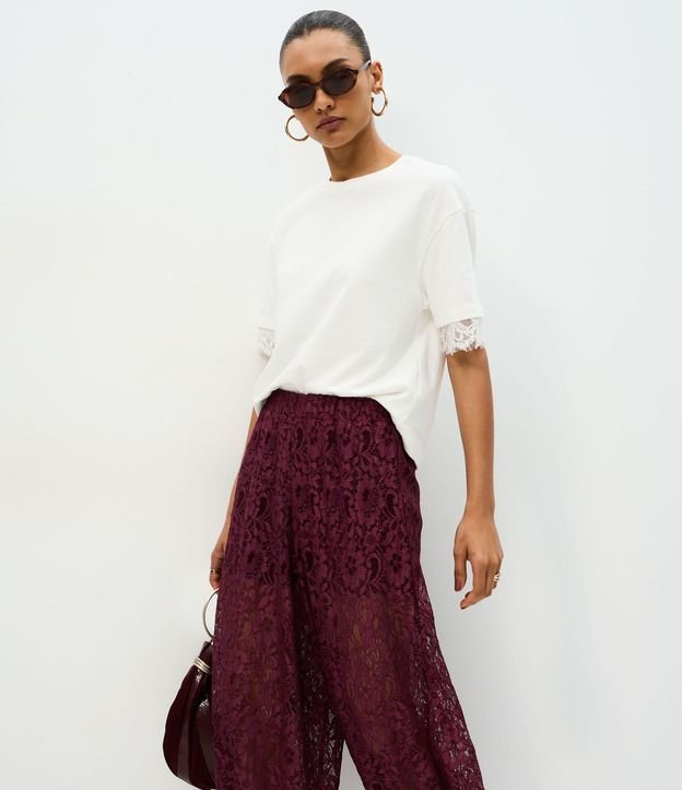 Pantalón Aladim en Encaje Floral con Cintura Elástica 2