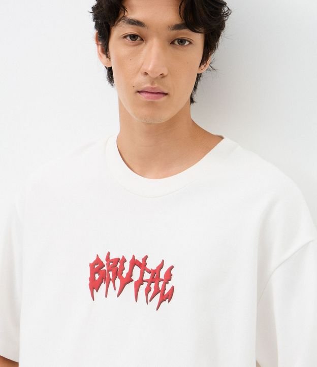 Remera Overboxy en Algodón con Estampado Lettering Brutal y Esqueleto 5