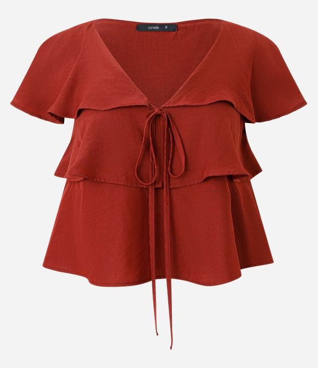 Blusa en Viscosa con Volados y Lazo Delantero 5