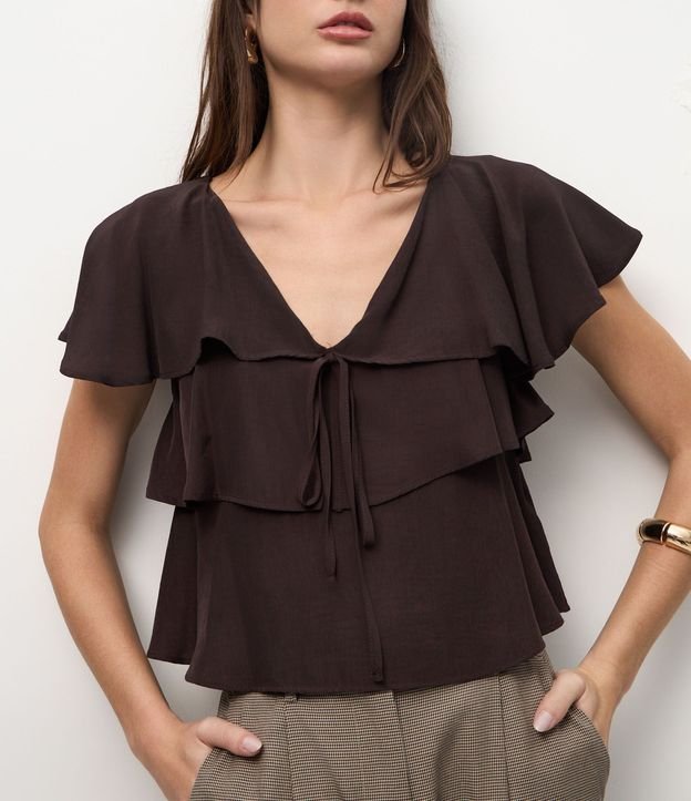 Blusa en Viscosa con Volados y Lazo Delantero 4