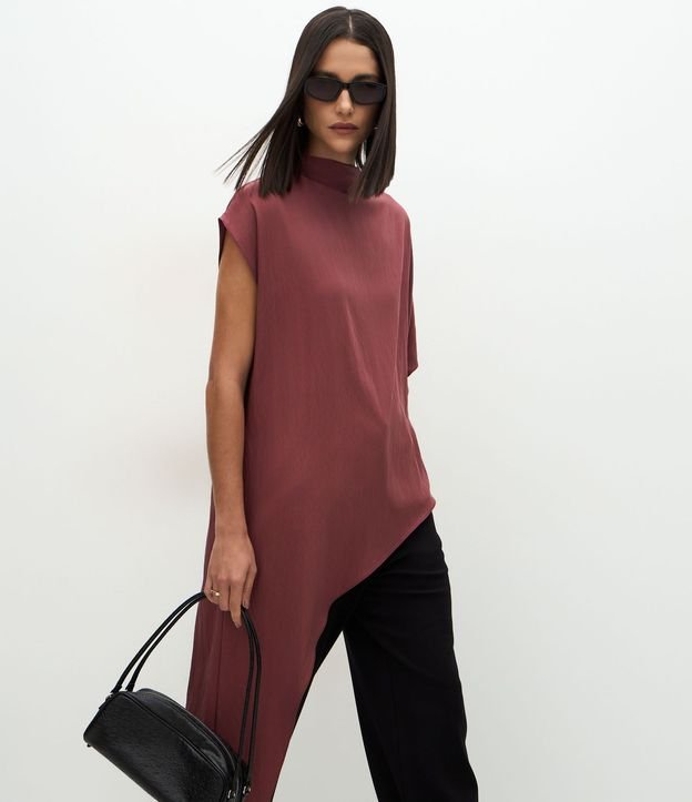 Blusa Manga Corta Asimétrica en Viscosa
