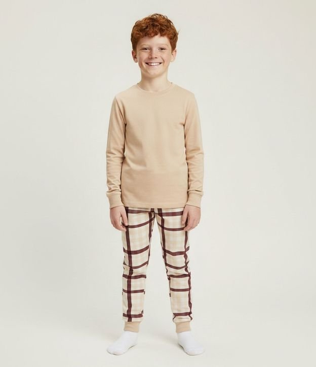 Pijama Infantil Blusa Manga Larga y Pantalón de Cuadros – Talle 2 a 14 años
