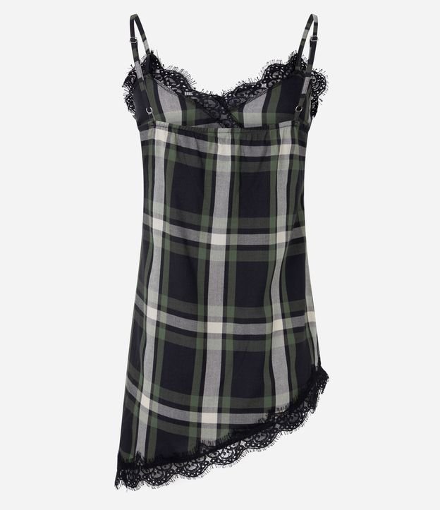 Blusa de Cuadros con Encaje y Ruedo Asimétrico 3