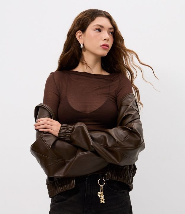 Blusa Manga Larga con Transparencia Sutil